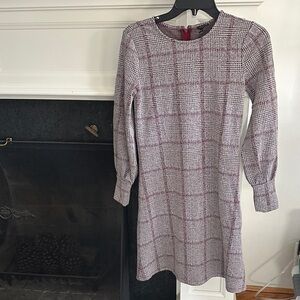Ann Taylor XXSP Plaid Long-Sleeve Dress